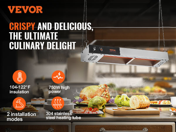 French Fry Warmer,750W Stainless Steel Commercial Food Heat Lamp Fry Dump Station For Parties Kitchen Restaurant Buffe