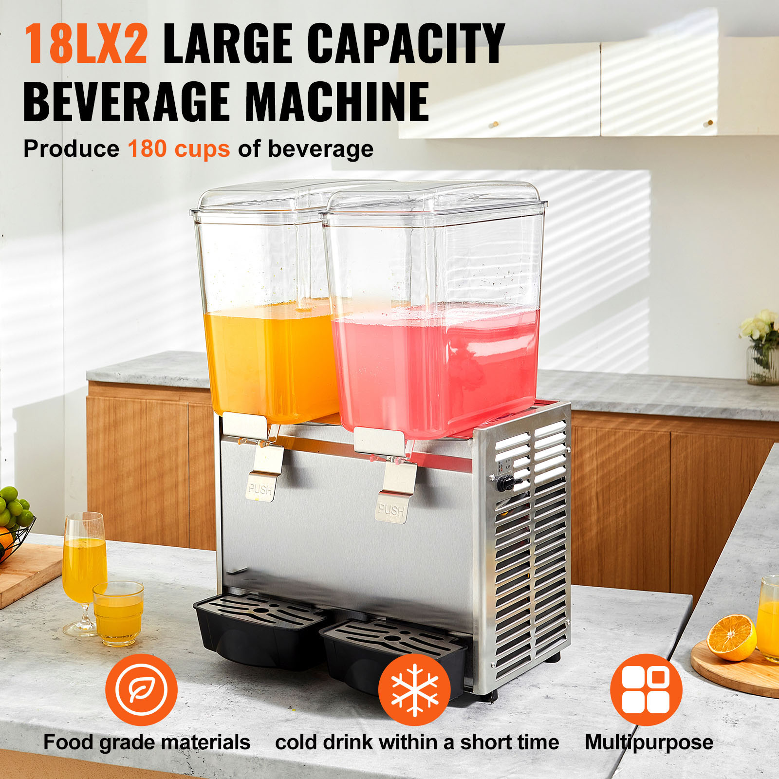 Commercial Beverage Dispenser Cold Juice Ice Drink Dispenser 1/2/3 Tank - Picture 40 of 62