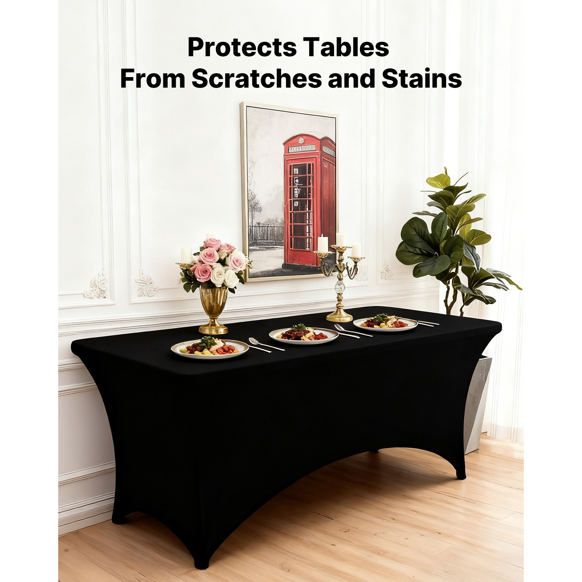 Uimoso Stretch Spandex Tablecloth for 6/8FT Tables - 3/6/10 Pack