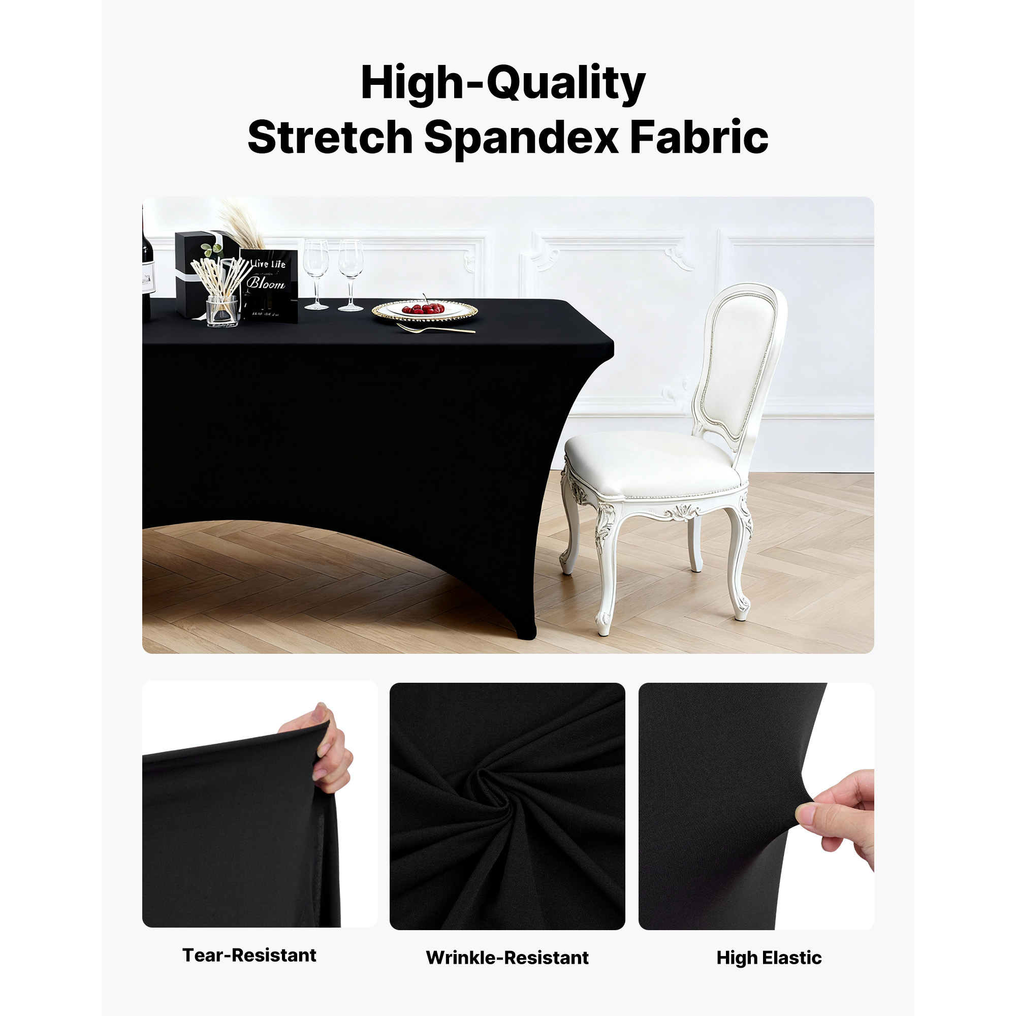 Uimoso Stretch Spandex Tablecloth for 6/8FT Tables - 3/6/10 Pack