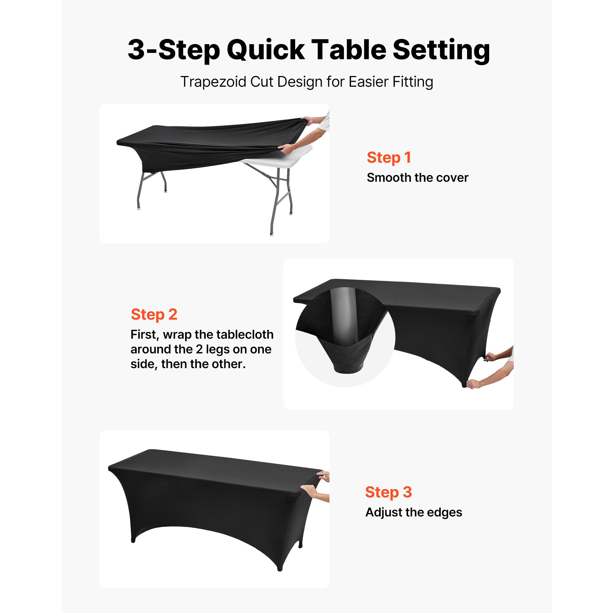 Uimoso Stretch Spandex Tablecloth for 6/8FT Tables - 3/6/10 Pack