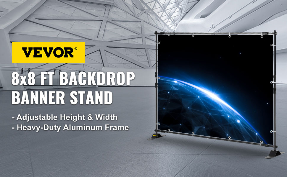 SCZS 8'x8' Heavy Duty Backdrop Banner Stand,Telescopic Height and Width Display Step and Repeat Stand for Photography with Carry Bag 