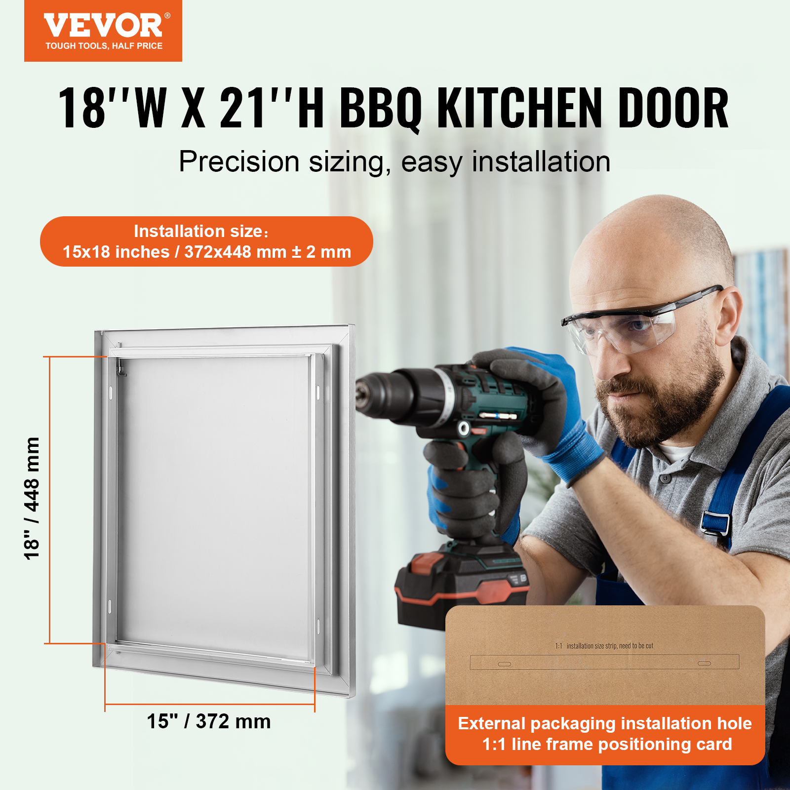 VEVOR Outdoor Kitchen BBQ Island Door Stainless Steel Double Single Access - Picture 160 of 182