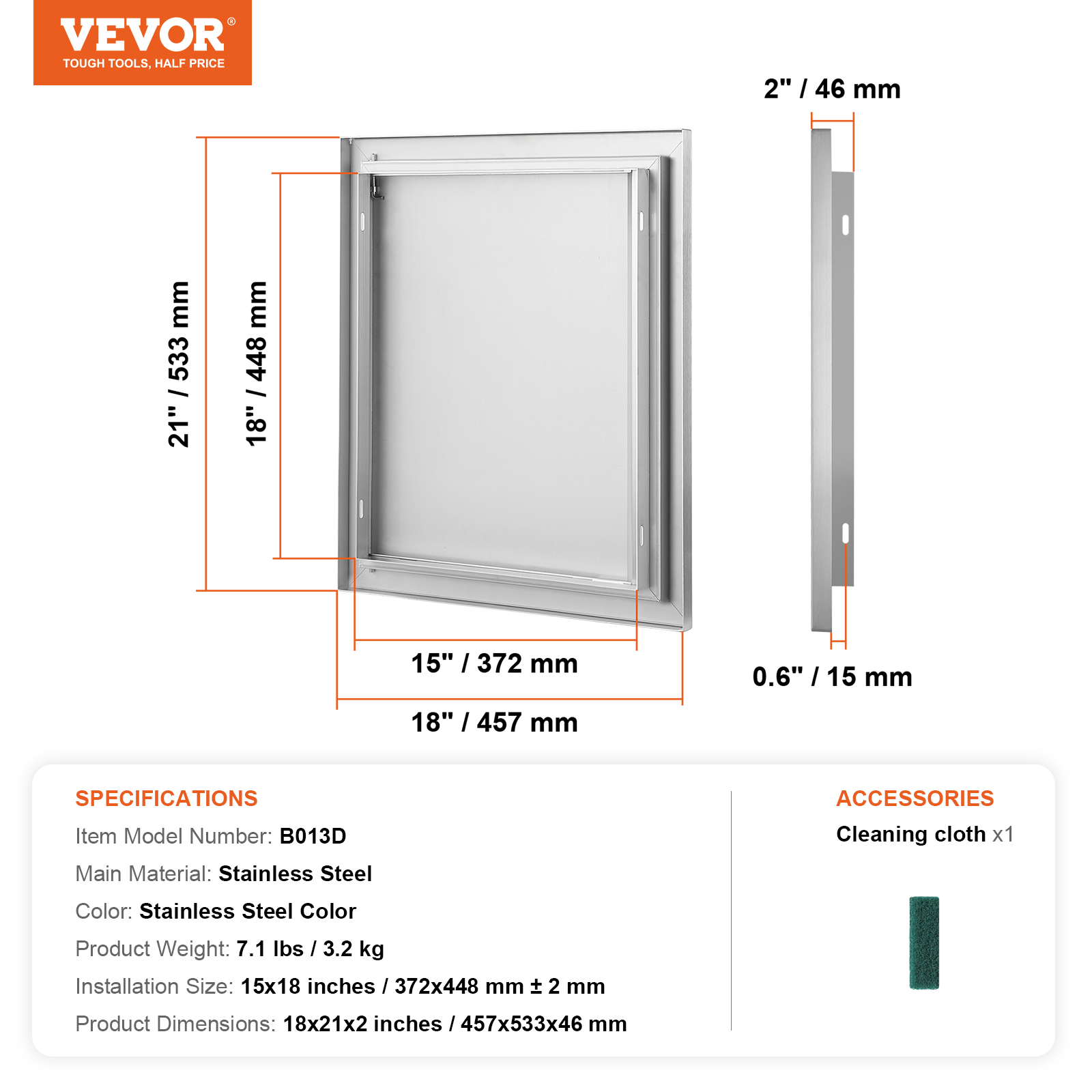 VEVOR Outdoor Kitchen BBQ Island Door Stainless Steel Double Single Access - Picture 165 of 182