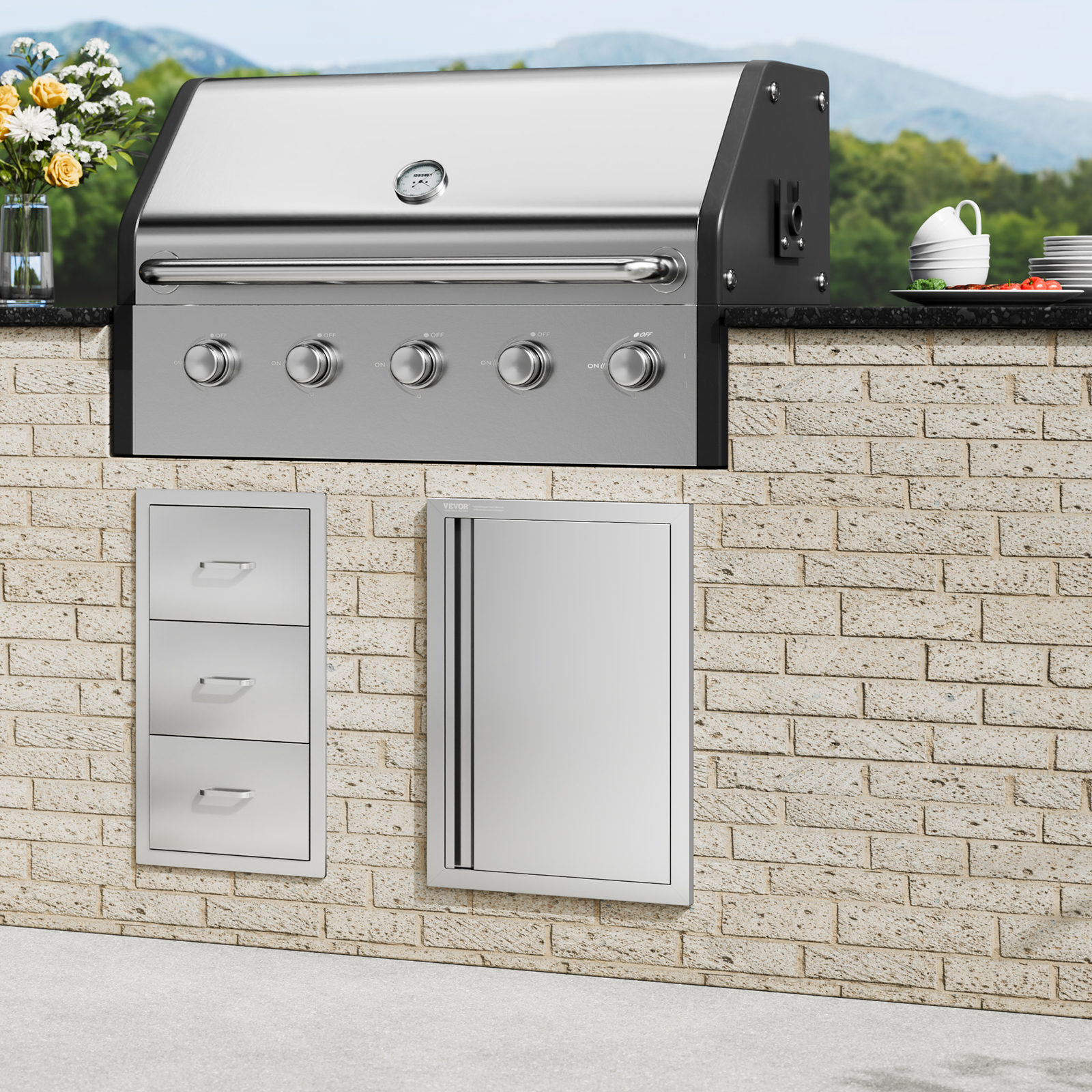 Outdoor Kitchen BBQ Island Door Stainless Steel Double Single Access - Picture 10 of 62