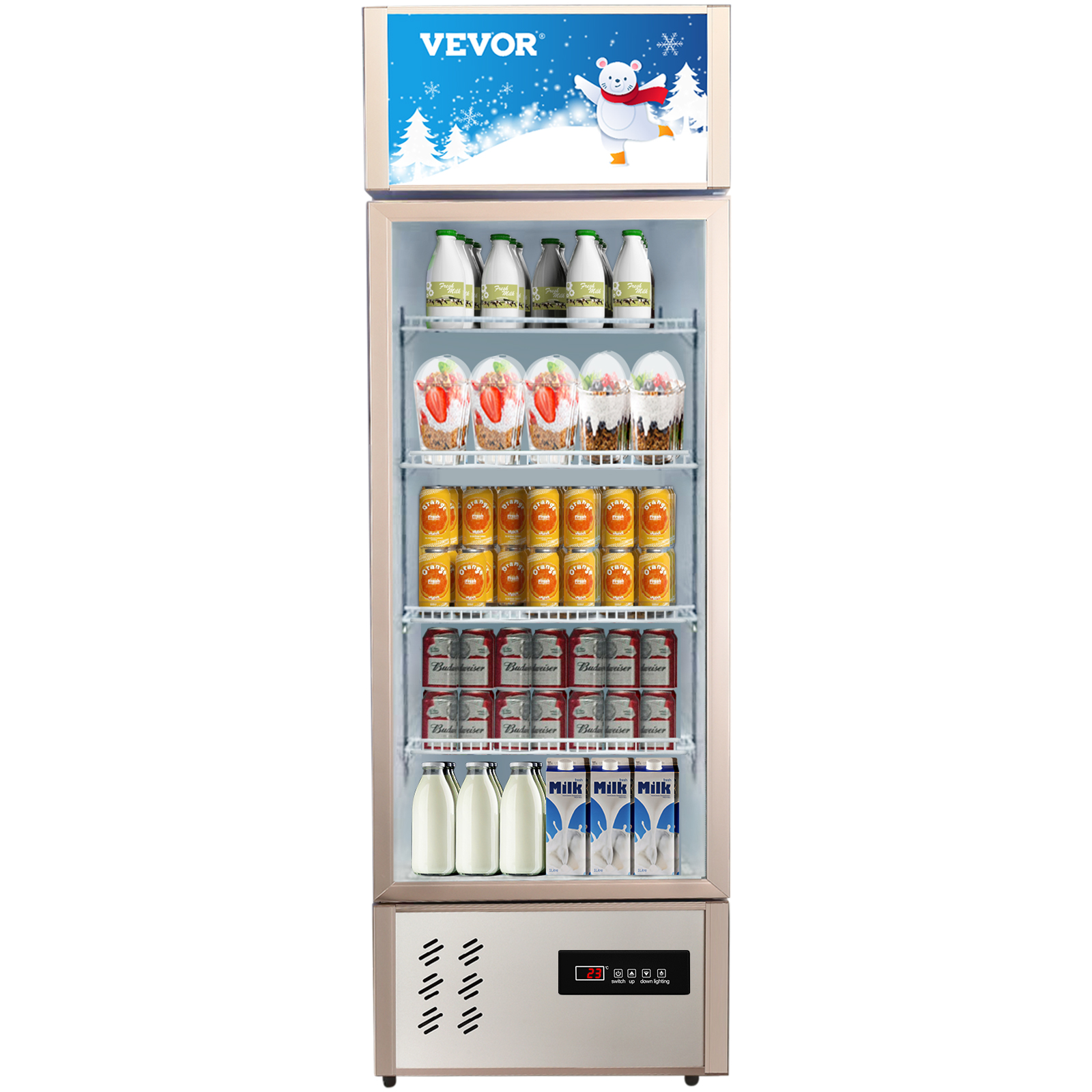 VEVOR Commercial Refrigerator,Display Fridge Upright Beverage Cooler, Glass  Door with LED Light for Home, Store, Gym or Office, (8 Single Swing  Door) VEVOR US