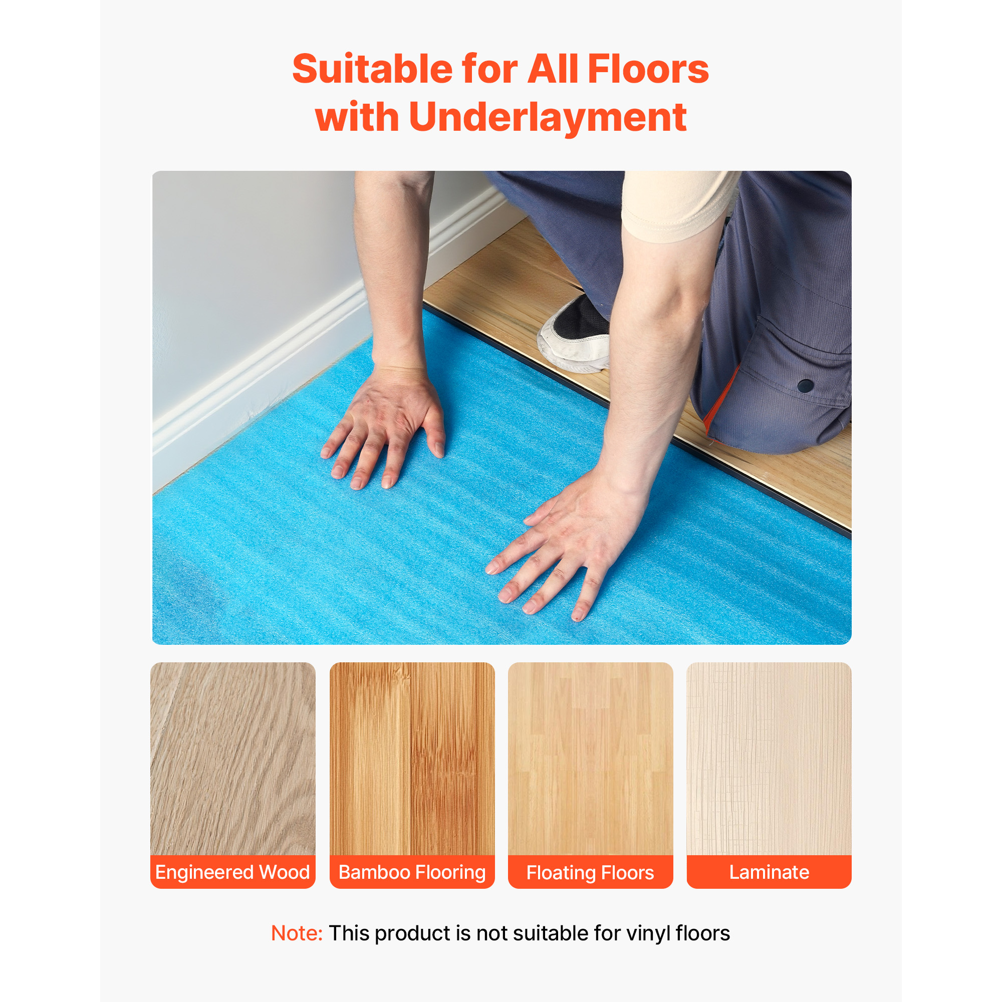 Mophorn Floor Underlayment 27.9 m², 3-in-1 3 mm Thick Padding with Tape ...