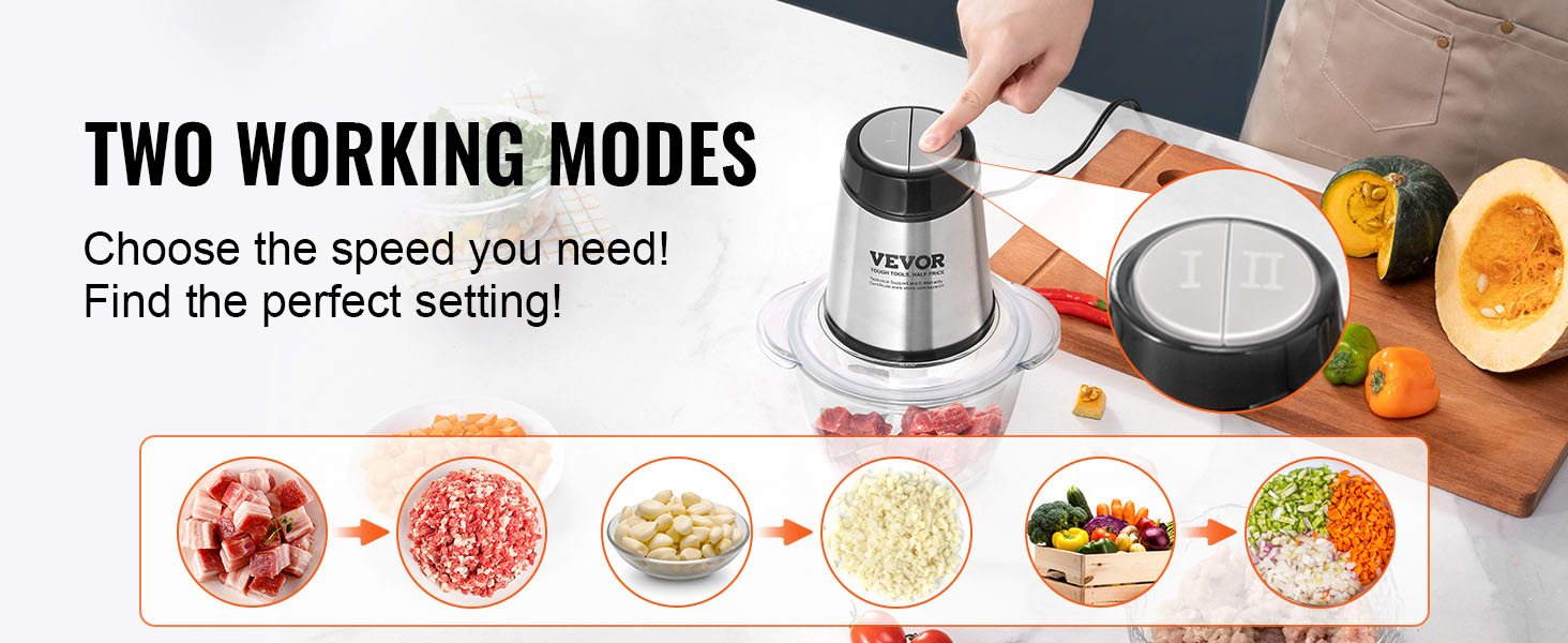 Food Processor - Small Electric Food Chopper for Vegetables Meat Fruits  Nuts Puree - Mini Food Grinder for Kitchen - 300W 2 Speed Blender With  Sharp