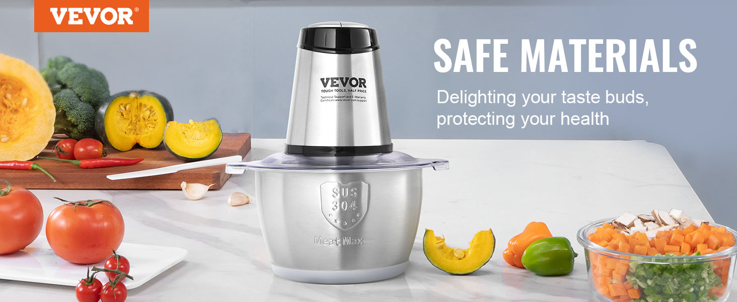 VEVOR Food Processor, Electric Meat Grinder with 4-Wing Stainless Steel  Blades, 400W Electric Food Chopper, 8 Cup Stainless Steel Bowl, 2 Speeds  Food Grinder for Baby Food, Meat, Onion, Vegetables