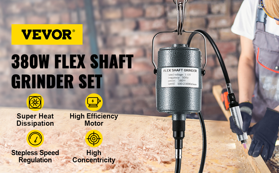 Flex Shaft Grinder,380W,6.5 mm
