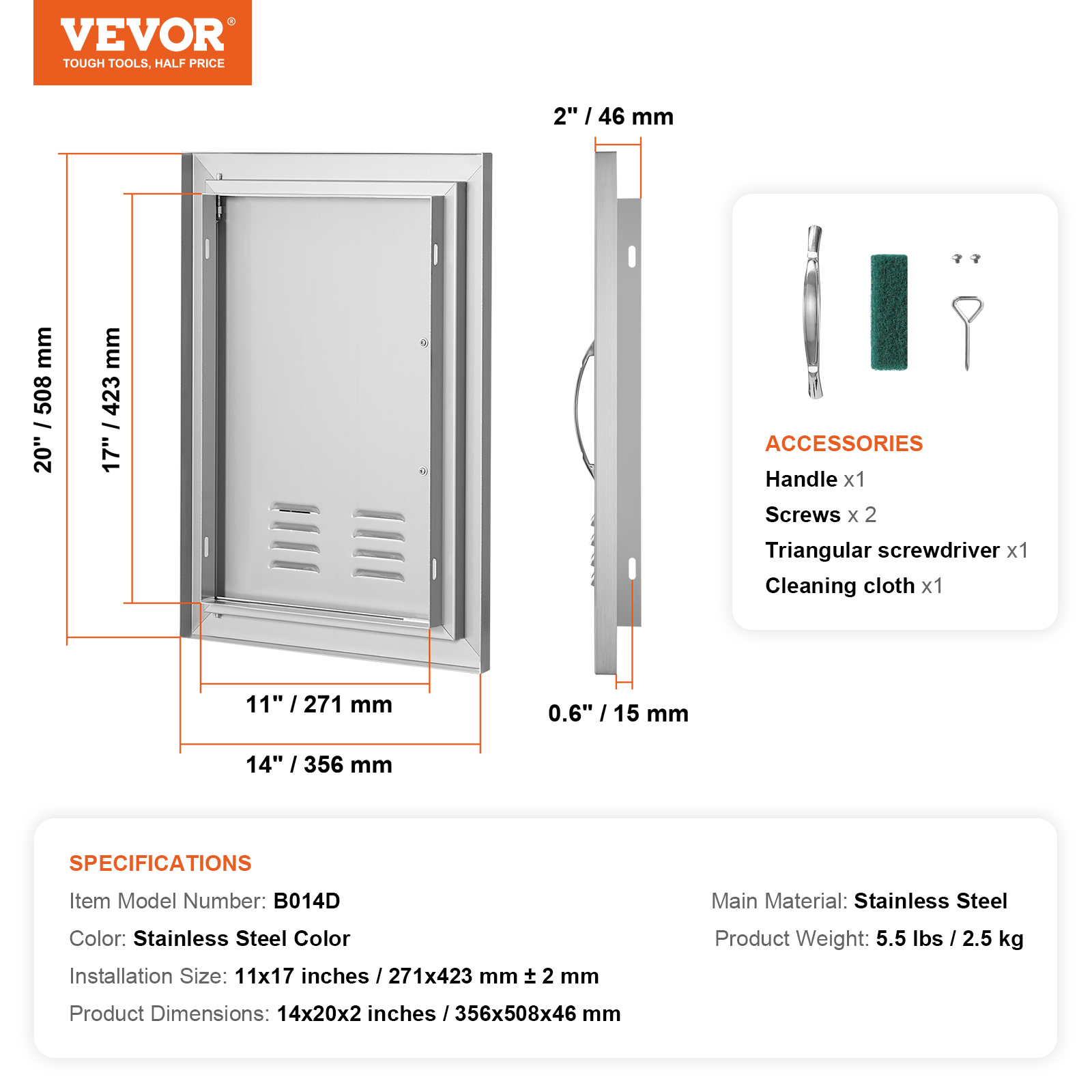 VEVOR Outdoor Kitchen BBQ Island Door Stainless Steel Double Single Access - Picture 105 of 182