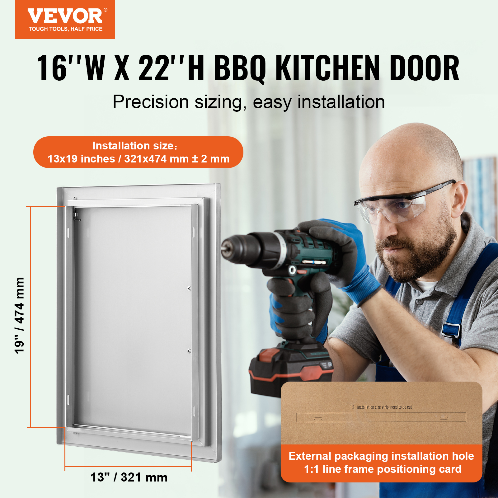 VEVOR Outdoor Kitchen BBQ Island Door Stainless Steel Double Single Access - Picture 16 of 182