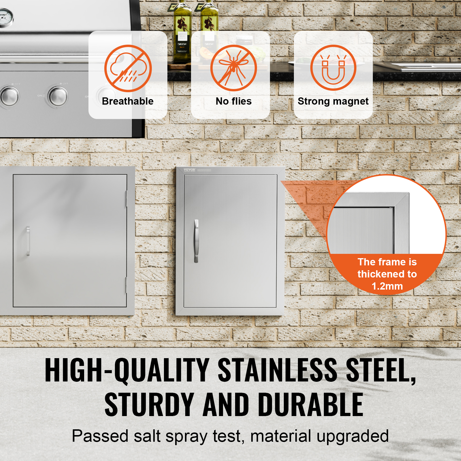 VEVOR Outdoor Kitchen BBQ Island Door Stainless Steel Double Single Access - Picture 17 of 182