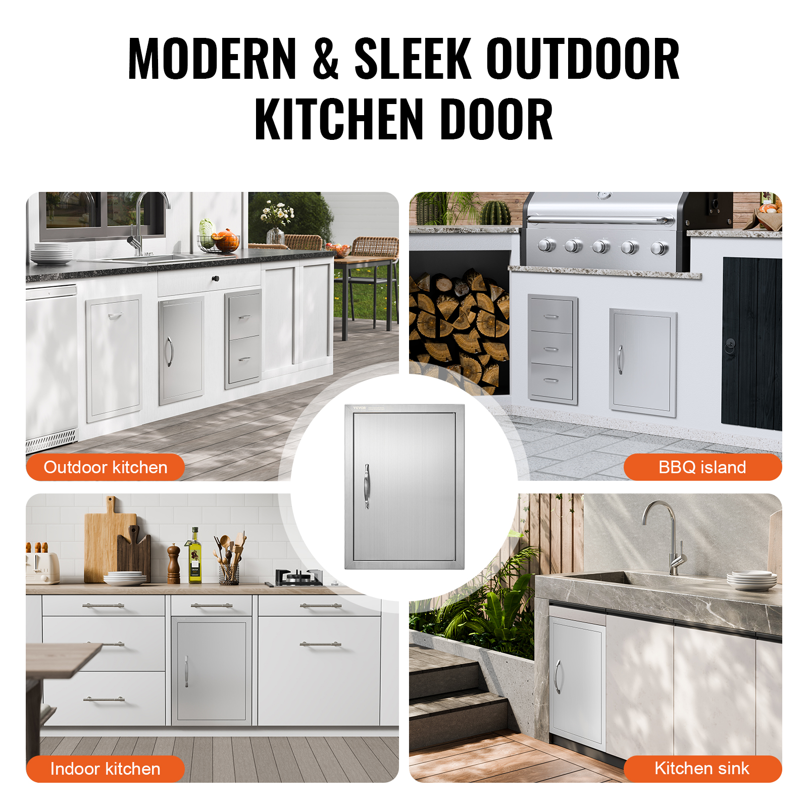 VEVOR Outdoor Kitchen BBQ Island Door Stainless Steel Double Single Access - Picture 20 of 182
