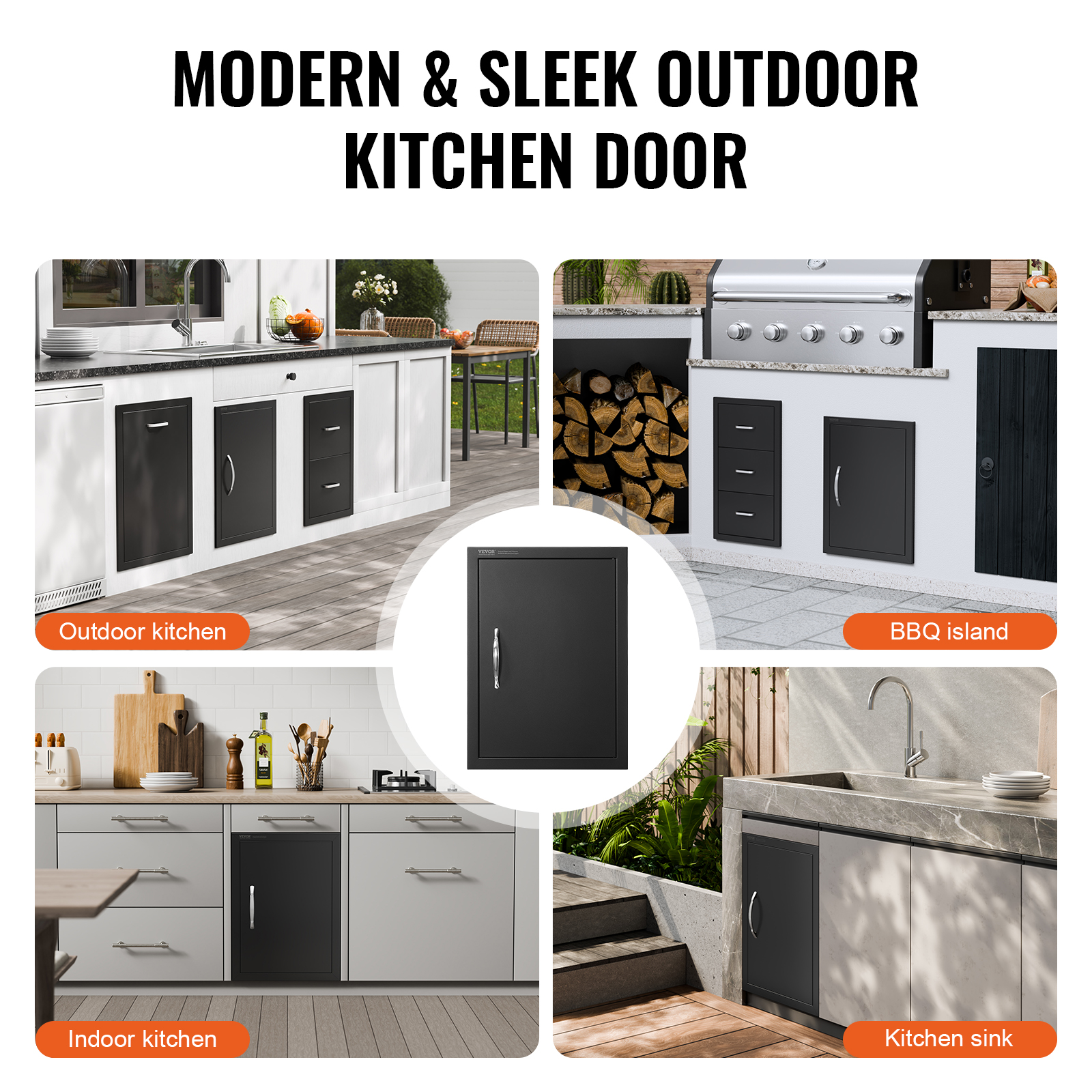 VEVOR Outdoor Kitchen BBQ Island Door Stainless Steel Double Single Access - Picture 92 of 182
