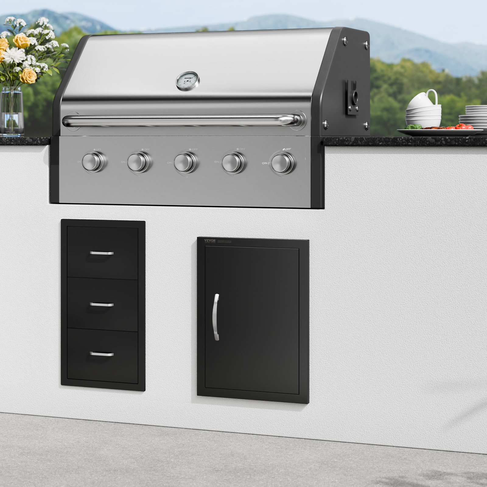 VEVOR Outdoor Kitchen BBQ Island Door Stainless Steel Double Single Access - Picture 94 of 182