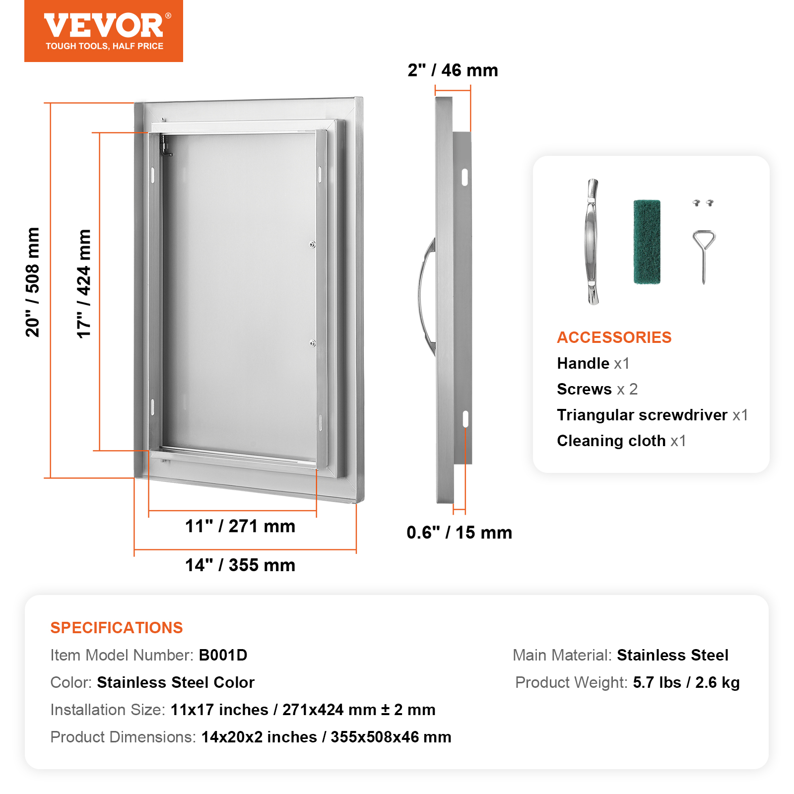 VEVOR Outdoor Kitchen BBQ Island Door Stainless Steel Double Single Access - Picture 9 of 182