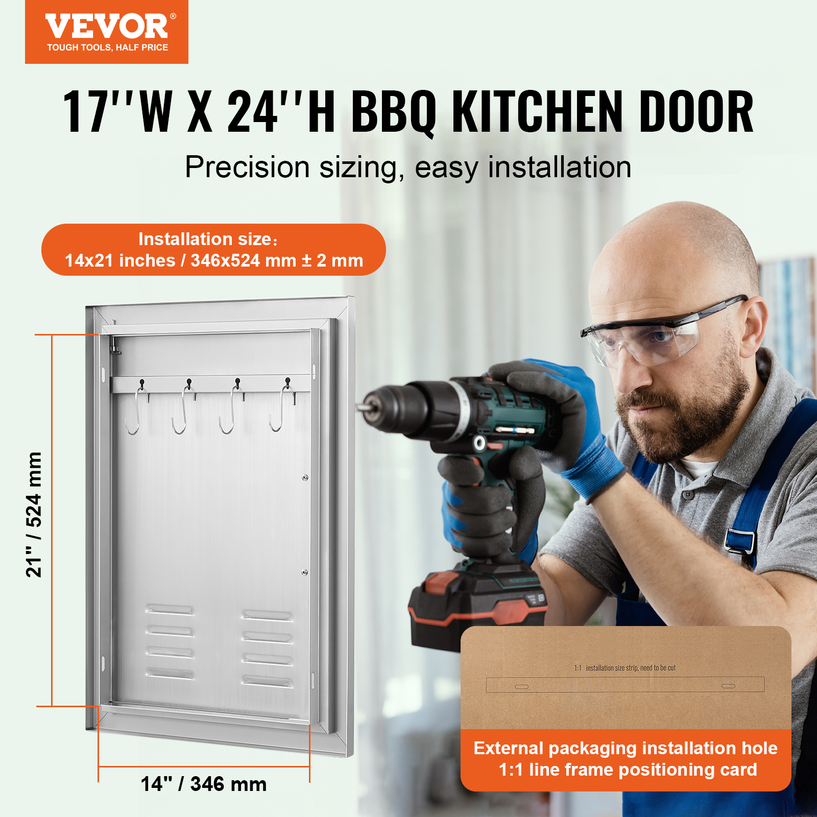 VEVOR Outdoor Kitchen BBQ Island Door Stainless Steel Double Single Access - Picture 148 of 182