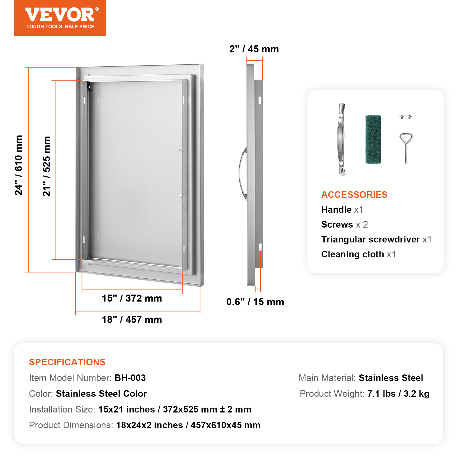VEVOR Outdoor Kitchen BBQ Island Door Stainless Steel Double Single Access - Picture 45 of 182