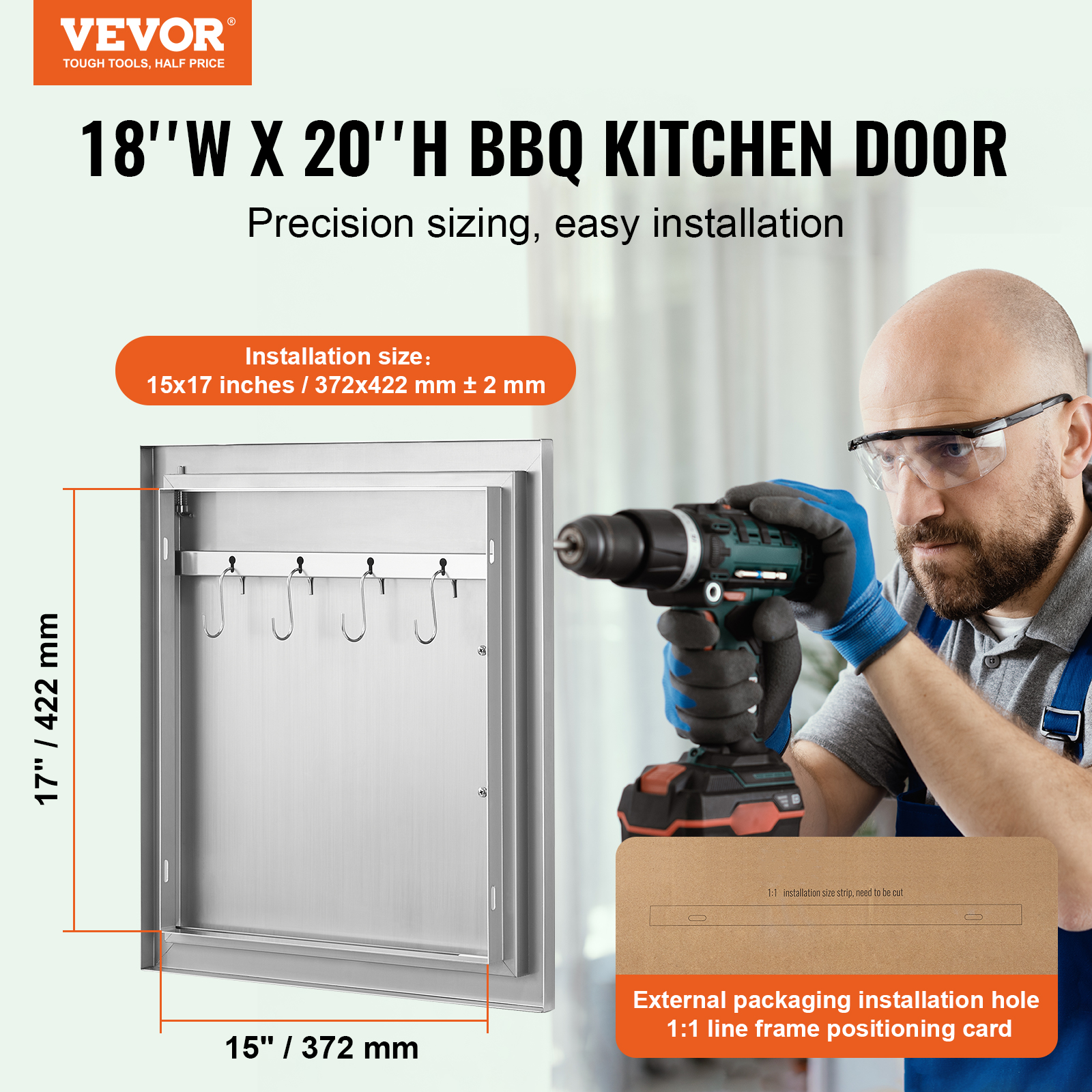 VEVOR Outdoor Kitchen BBQ Island Door Stainless Steel Double Single Access - Picture 136 of 182