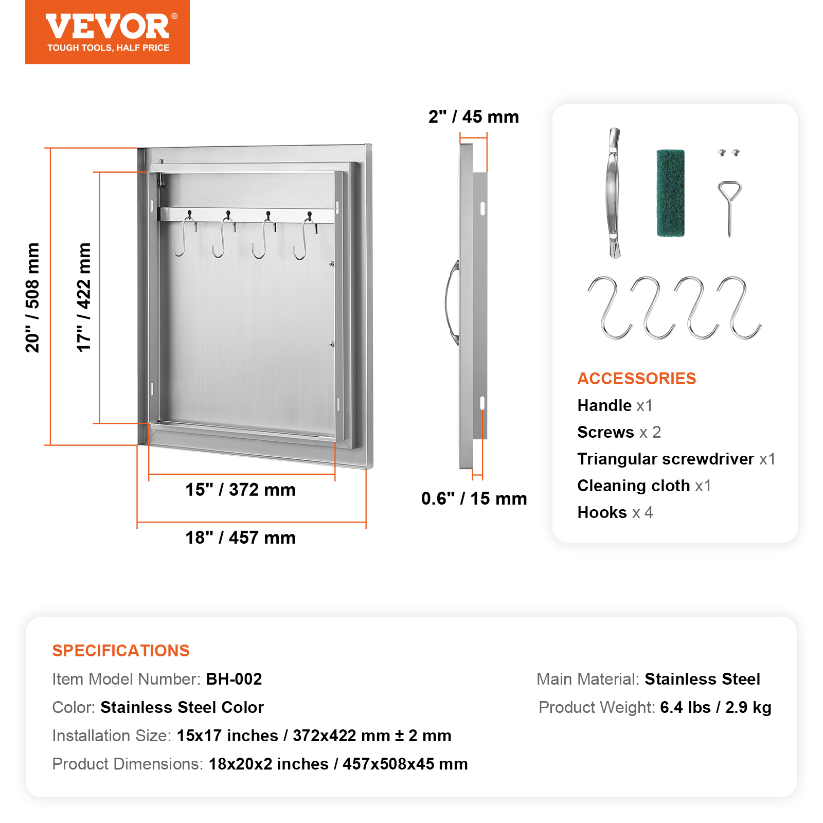 VEVOR Outdoor Kitchen BBQ Island Door Stainless Steel Double Single Access - Picture 141 of 182