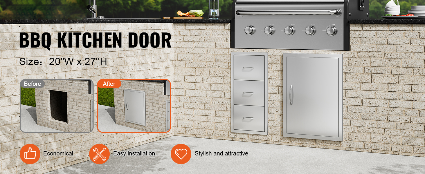 508x686 mm BBQ Island Access Door Outdoor Kitchen Door Stainless