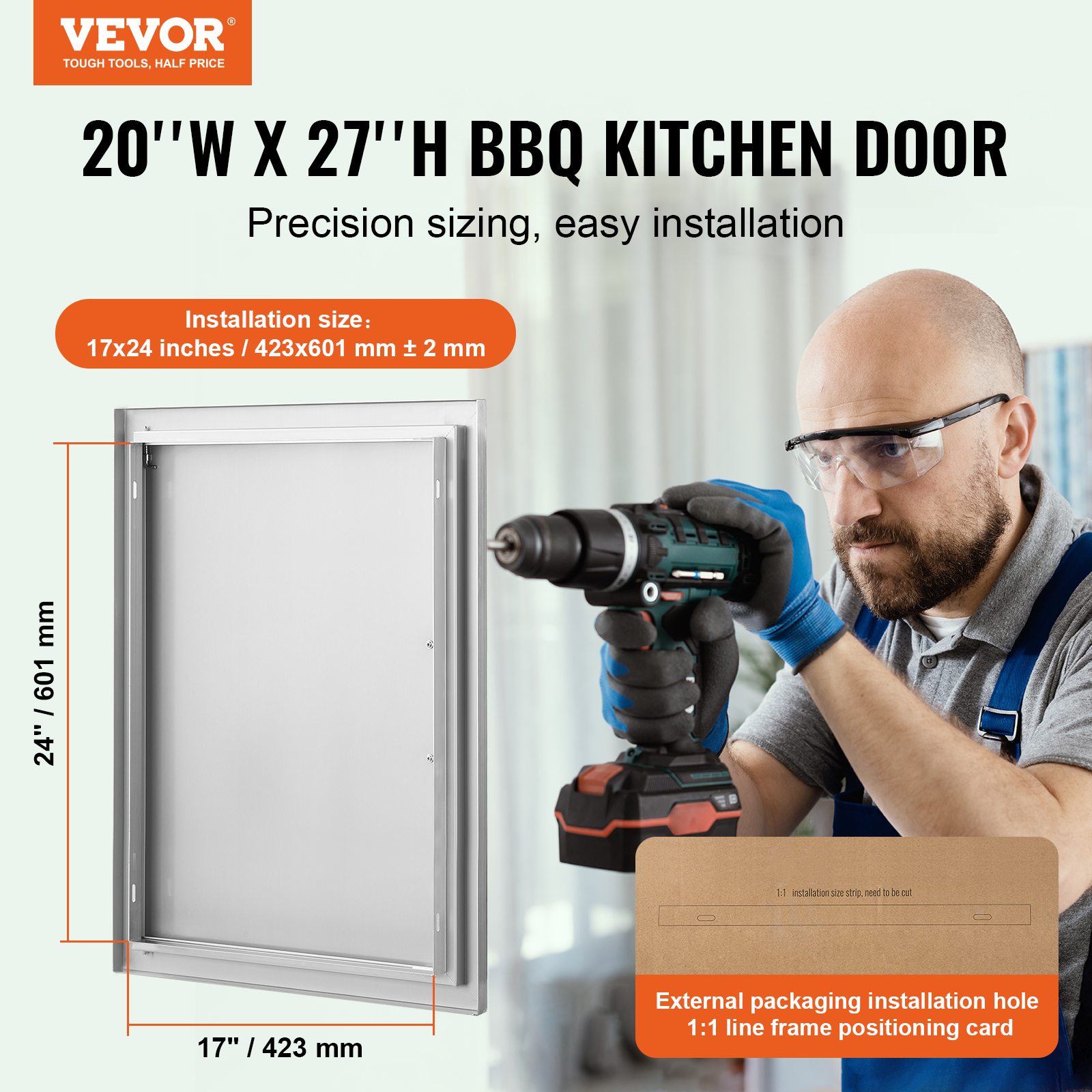 VEVOR Outdoor Kitchen BBQ Island Door Stainless Steel Double Single Access - Picture 52 of 182