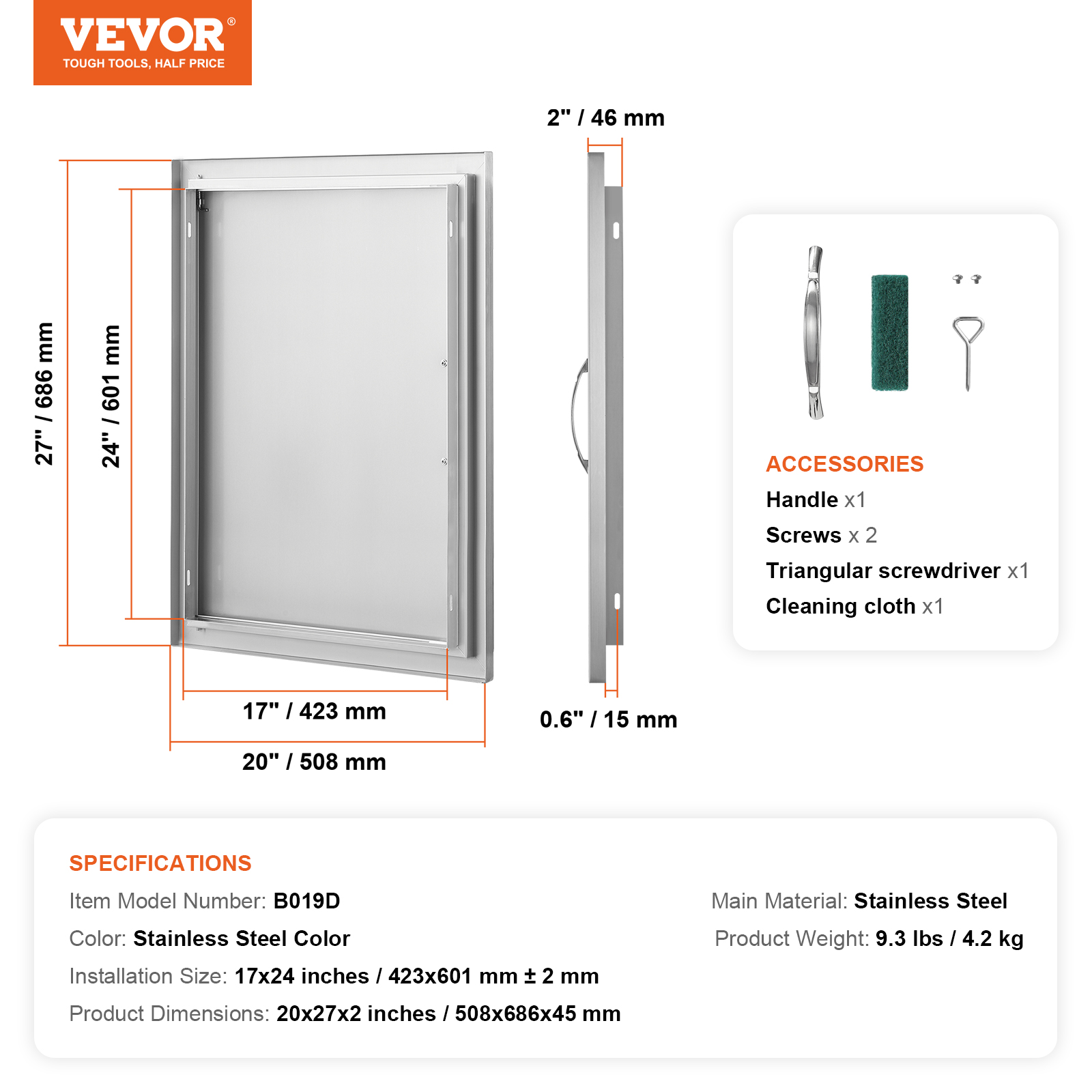 VEVOR Outdoor Kitchen BBQ Island Door Stainless Steel Double Single Access - Picture 57 of 182
