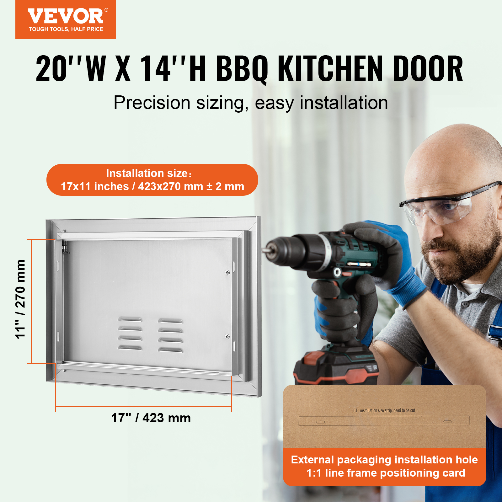 VEVOR Outdoor Kitchen BBQ Island Door Stainless Steel Double Single Access - Picture 112 of 182