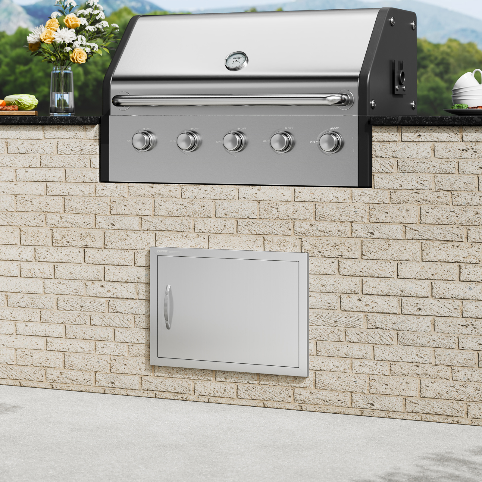 VEVOR Outdoor Kitchen BBQ Island Door Stainless Steel Double Single Access - Picture 70 of 182