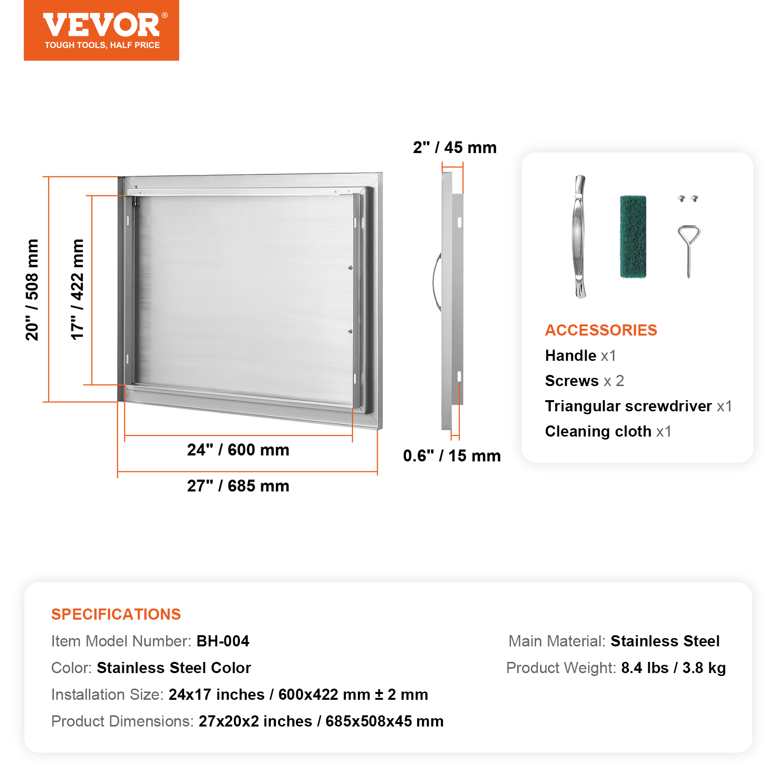 VEVOR Outdoor Kitchen BBQ Island Door Stainless Steel Double Single Access - Picture 81 of 182