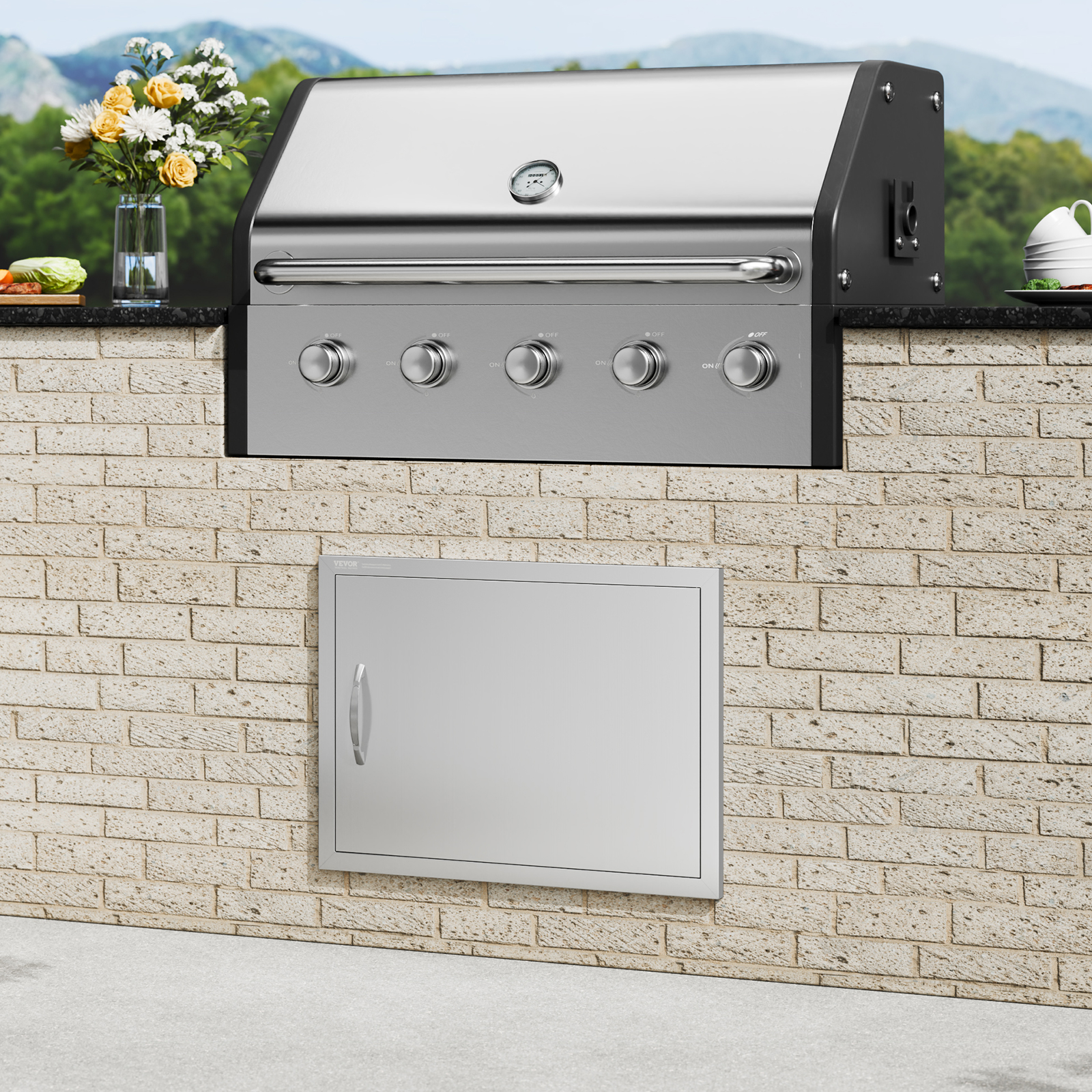 VEVOR Outdoor Kitchen BBQ Island Door Stainless Steel Double Single Access - Picture 82 of 182