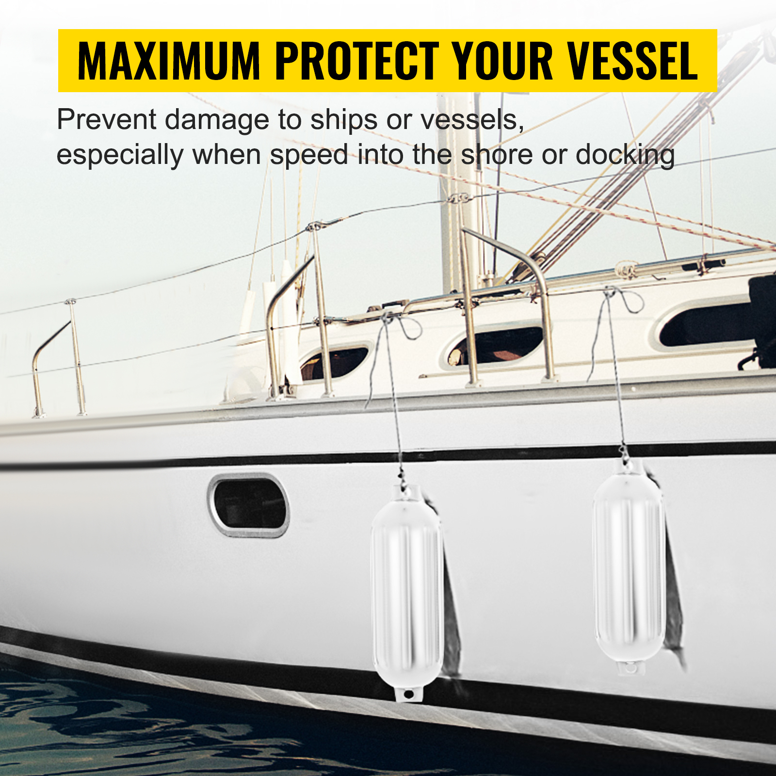 50cm Boat Protection Against Gunwhales White Boatworld Ribbed Fenders 20Inch 