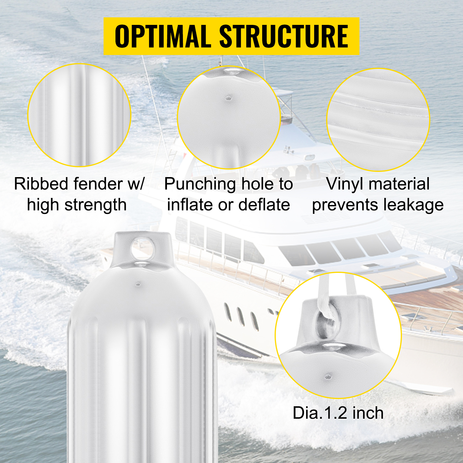 Details about   4PCS Ribbed Marine 8.5" x 27" Boat Fender Bumper Dock Shield Protection 