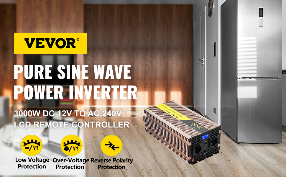 Vevor 3000 W Solar Inverter Wechselrichter Dc12v Bis Ac240v Reine  Sinuswelle