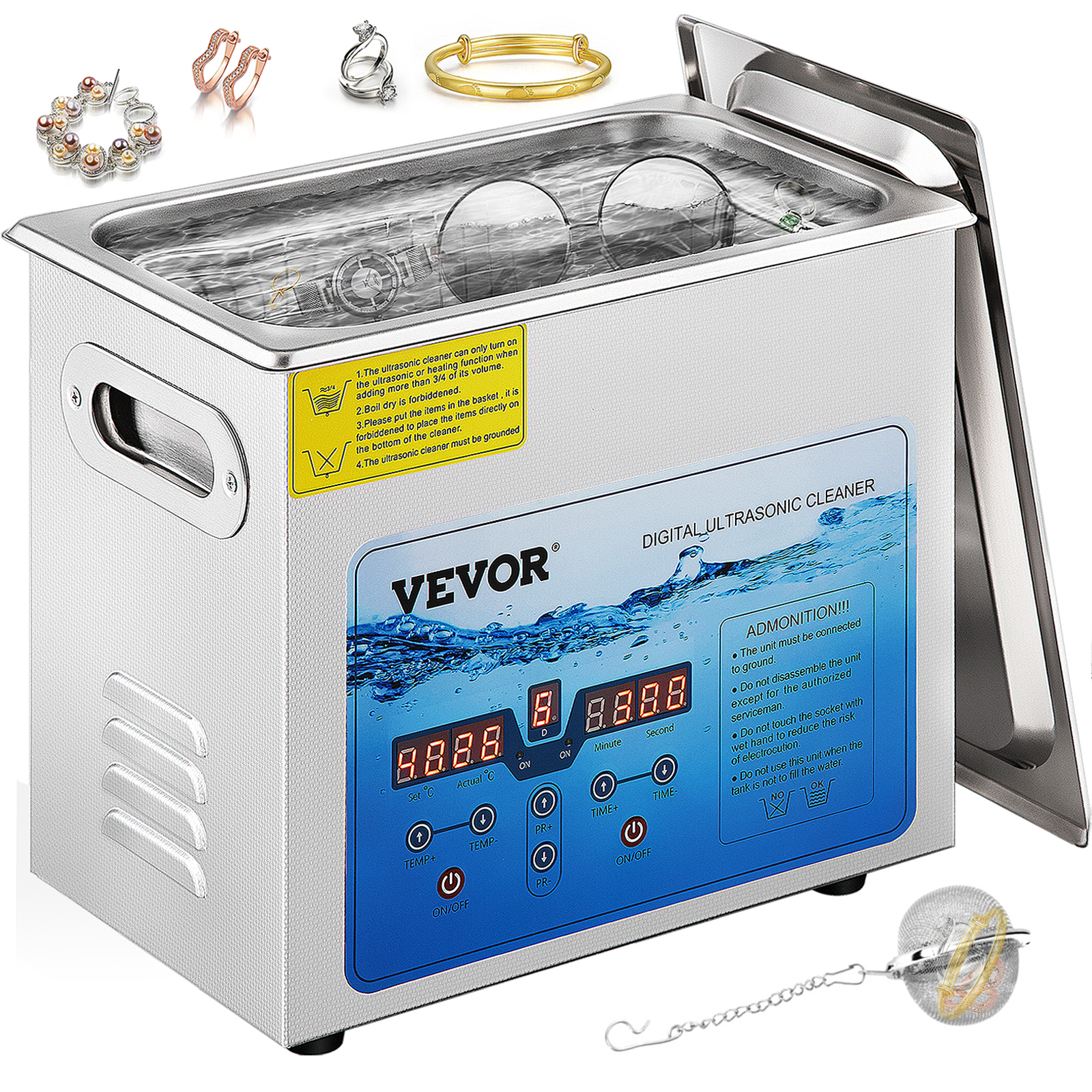 VEVOR Commercial Ultrasonic Cleaner 6L Professional Ultrasonic Cleaner  40kHz with Digital Timer&Heater 110V Excellent Cleaning Machine for Watch