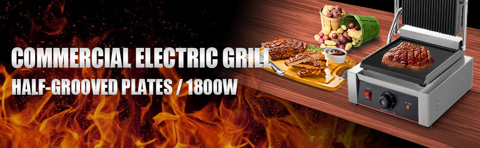 VEVORbrand 110V Commercial Sandwich Press Grill 1800W Electric