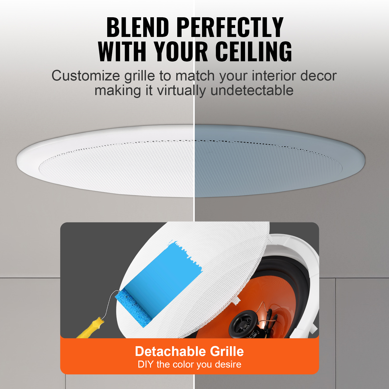 Ceiling Speakers 50-100W Flush Mount Ceiling & in-Wall Speakers 6.4/8/9.7 in