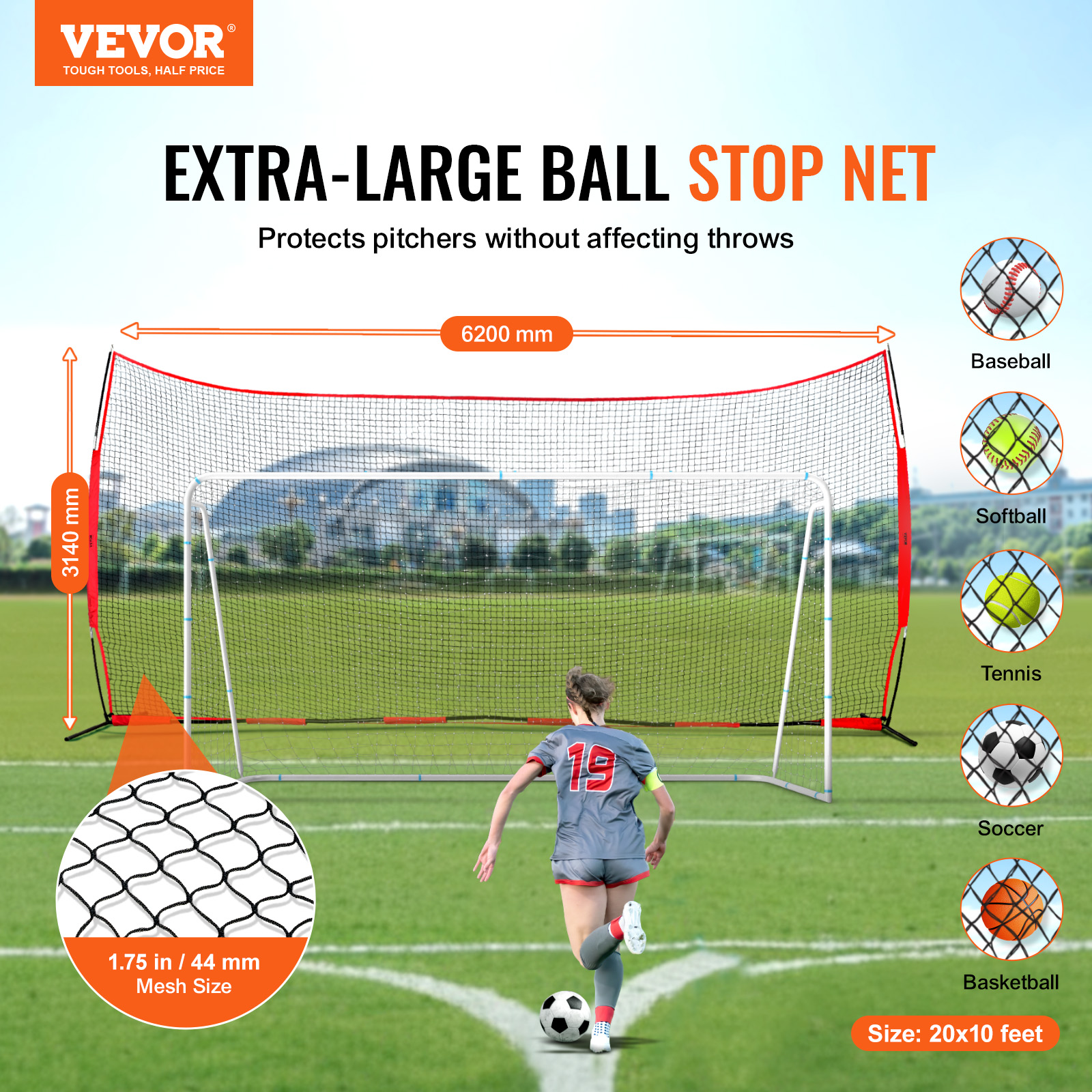 VEVOR I Screen Baseball Pitching Net for Batting Cage Softball Screen 9 Size