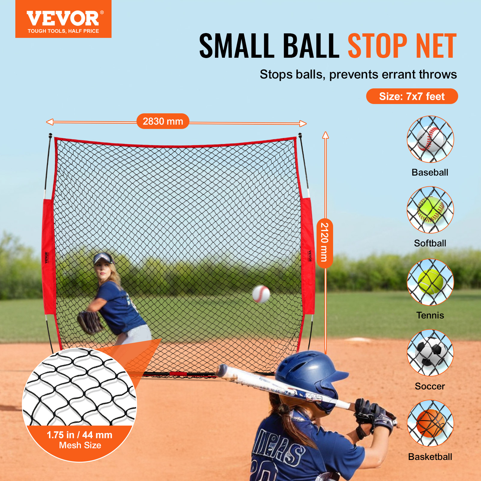 VEVOR I Screen Baseball Pitching Net for Batting Cage Softball Screen 9 Size