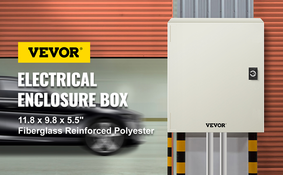 VEVOR NEMA Steel Enclosure, 12 x 10 x 6'' NEMA 4X Fiberglass Electrical Box, IP66 Waterproof & Dustproof, Outdoor/Indoor Electrical Junction Box, with Mounting Plate(30 x 25 x 14 cm) 
