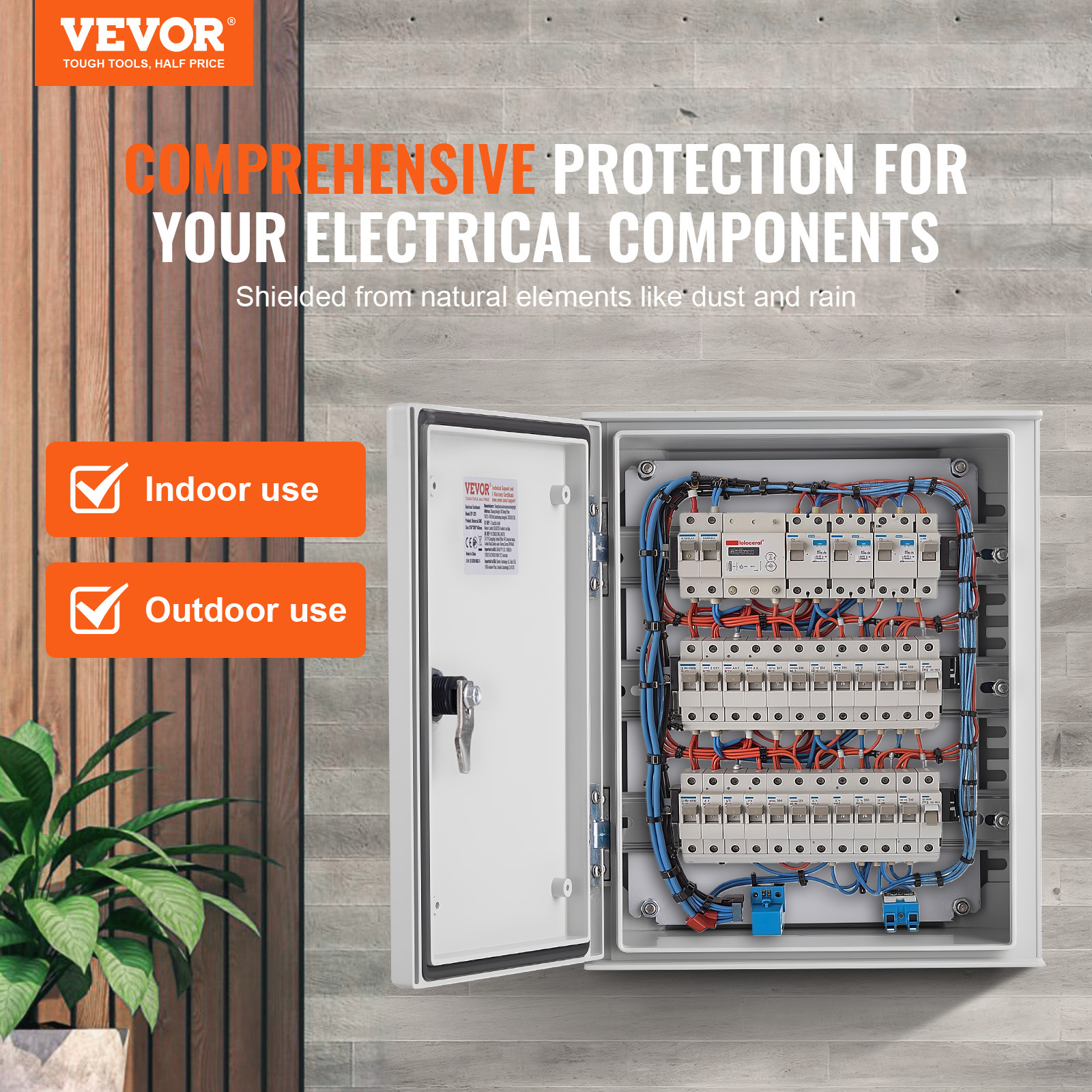 VEVOR 12'' 16'' 20" Fiberglass Electrical Enclosure IP66 Junction Box Outdoor 