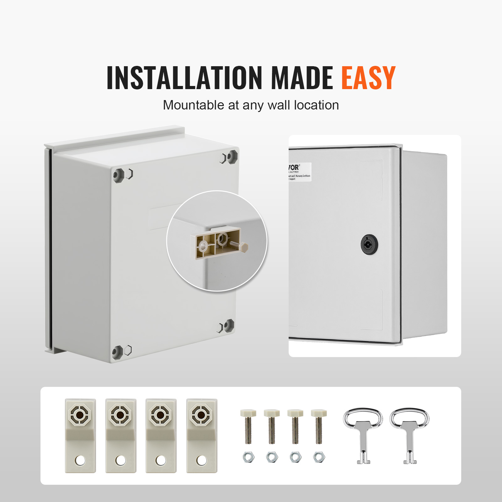 VEVOR 12'' 16'' 20" Fiberglass Electrical Enclosure IP66 Junction Box Outdoor 