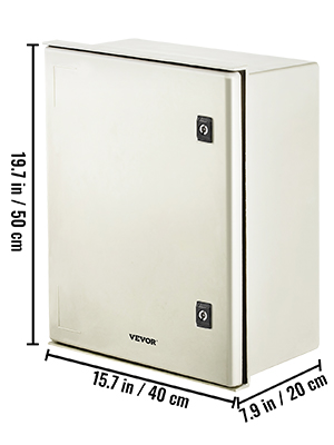 VEVOR NEMA Enclosure, 20 x 16 x 8 inches, NEMA 4X Fiberglass Steel Electrical Box, IP66 Waterproof & Dustproof Hinged Junction Box for Outdoor Indoor Use, with Mounting Plate(50x40x20 cm))
