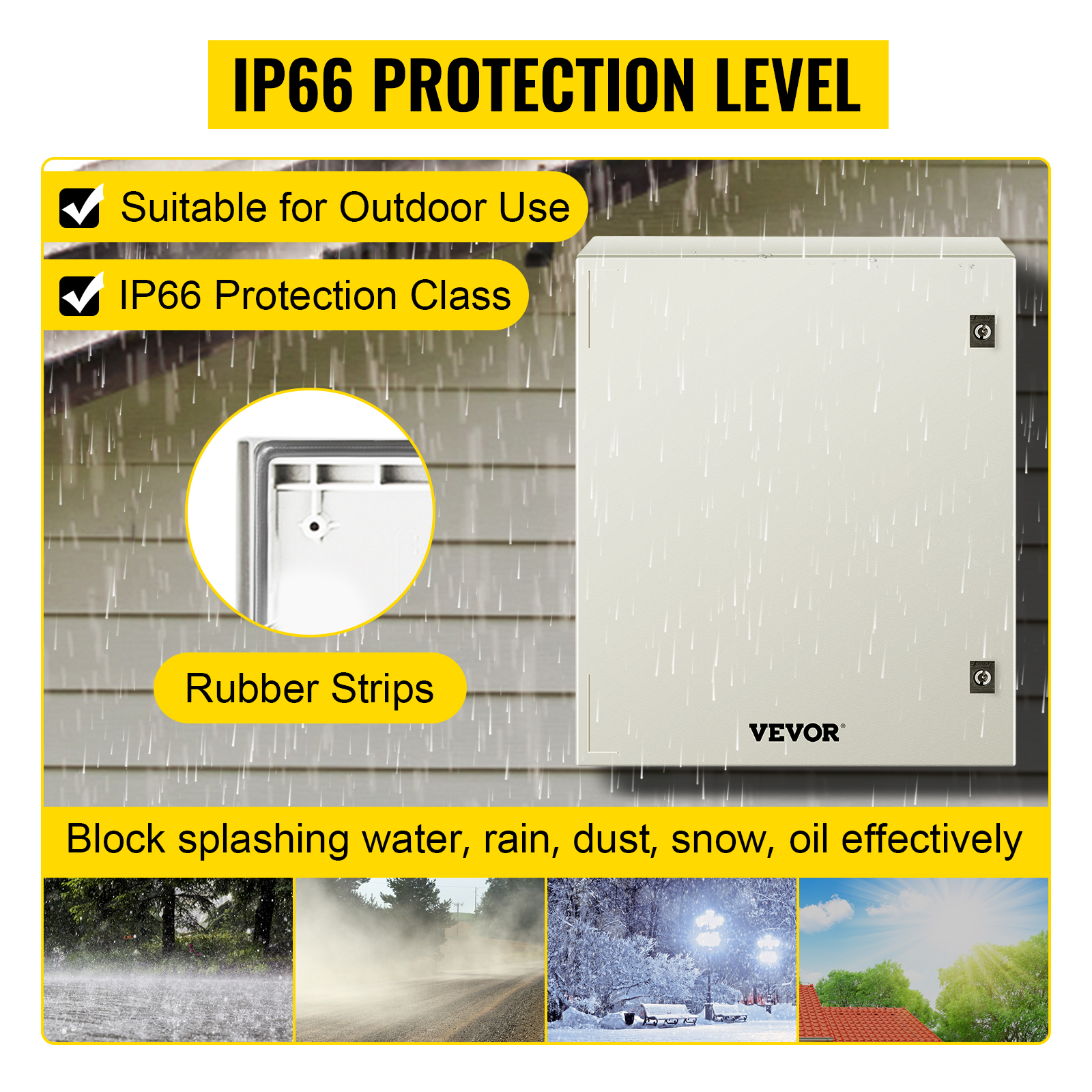 VEVOR NEMA Enclosure, 20 x 16 x 8 inches, NEMA 4X Fiberglass Steel Electrical Box, IP66 Waterproof & Dustproof Hinged Junction Box for Outdoor Indoor Use, with Mounting Plate(50x40x20 cm))