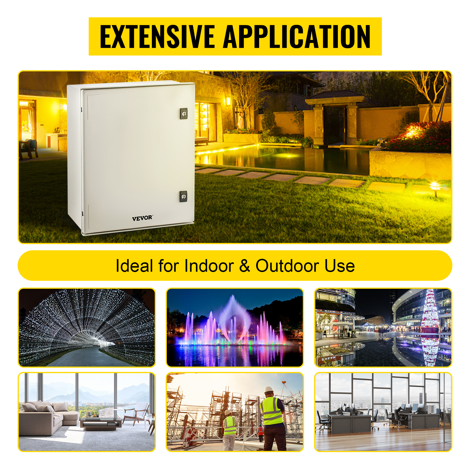 VEVOR NEMA Enclosure, 20 x 16 x 8 inches, NEMA 4X Fiberglass Steel Electrical Box, IP66 Waterproof & Dustproof Hinged Junction Box for Outdoor Indoor Use, with Mounting Plate(50x40x20 cm))