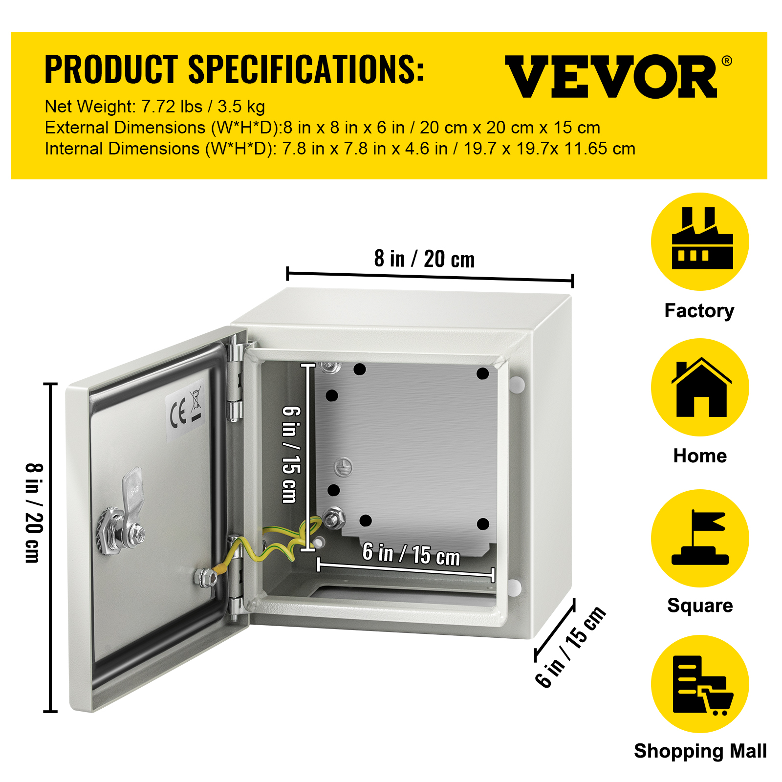 8'' 10'' 12'' Metal Electrical Enclosure IP65 Waterproof Outdoor Junction Box - Bild 9 von 86