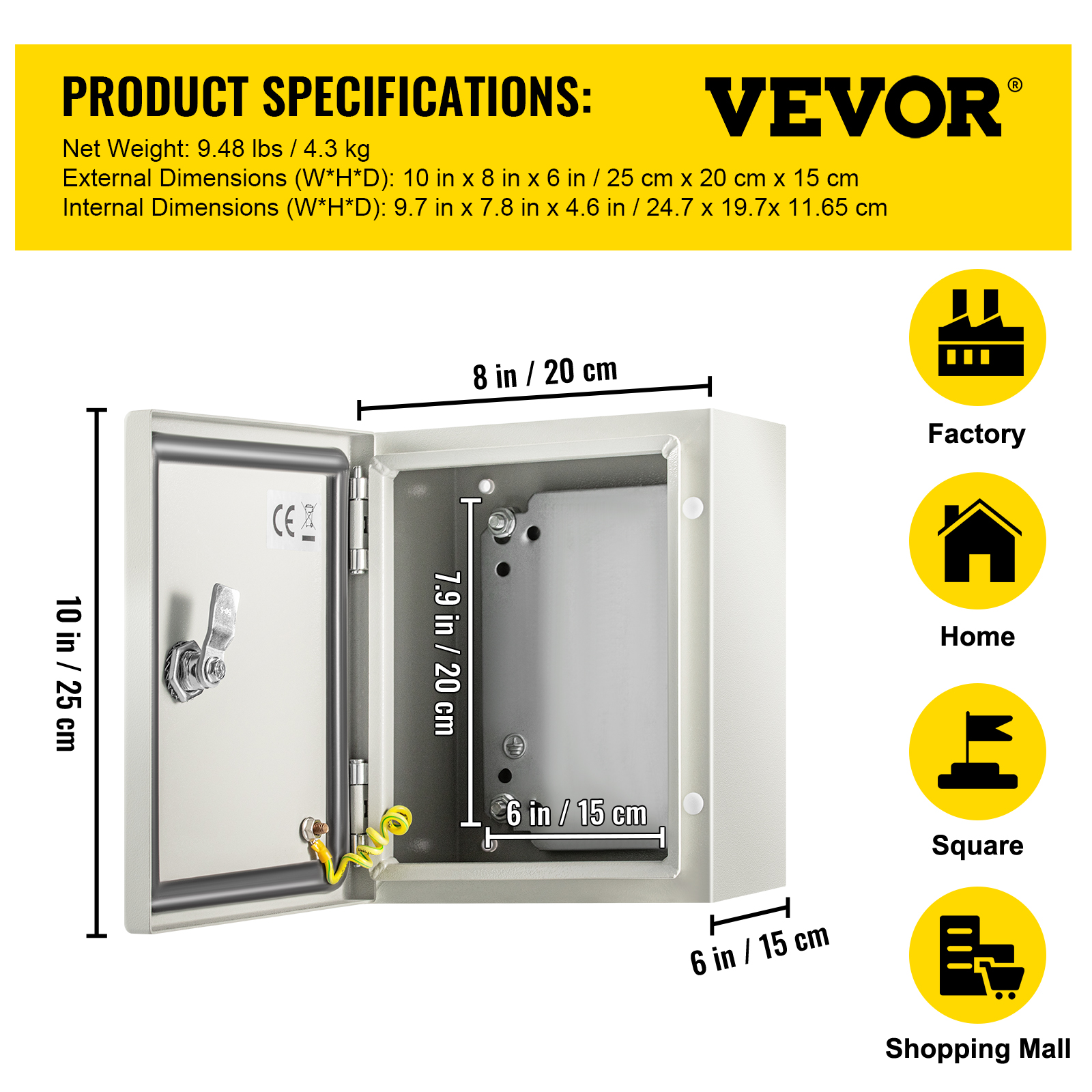 8'' 10'' 12'' Metal Electrical Enclosure IP65 Waterproof Outdoor Junction Box - Bild 21 von 86