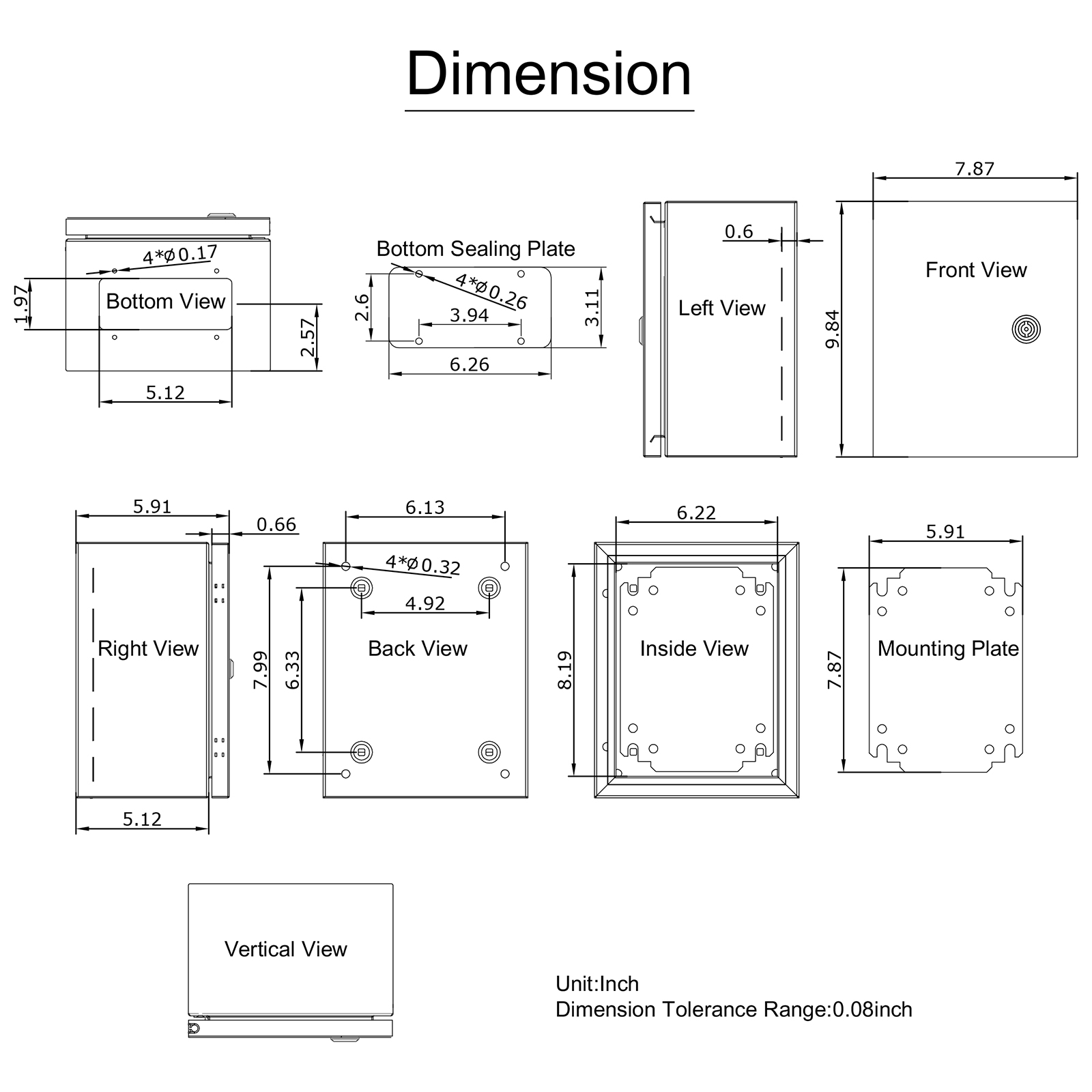 8'' 10'' 12'' Metal Electrical Enclosure IP65 Waterproof Outdoor Junction Box - Bild 24 von 86