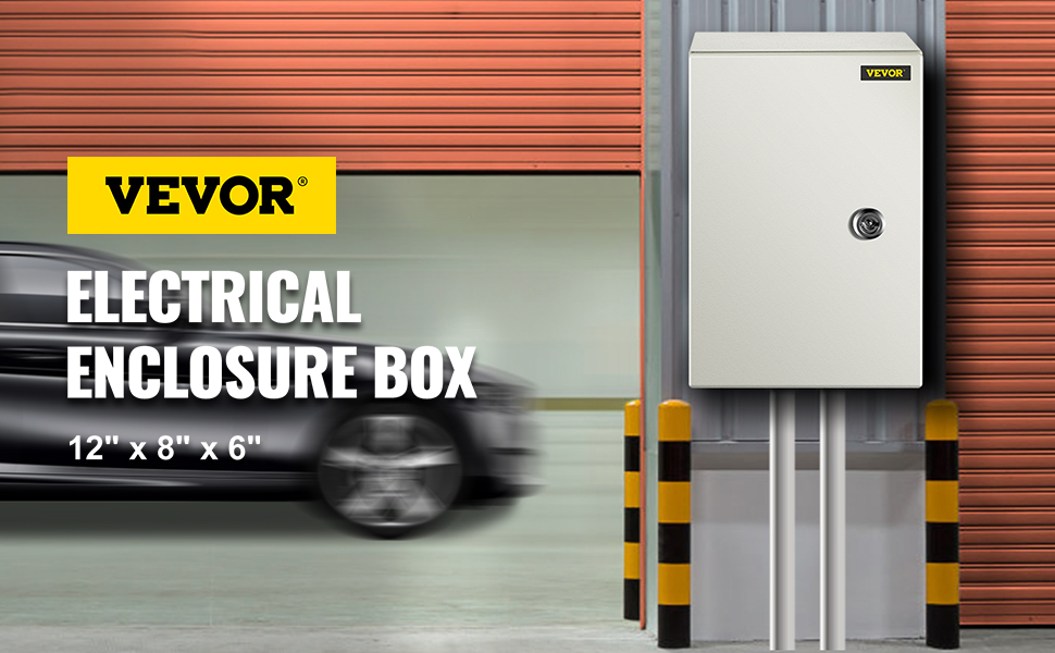VEVOR NEMA Steel Enclosure ,12 x 8 x 6'' NEMA 4X Steel Electrical Box, IP66 Waterproof & Dustproof, Outdoor/Indoor Electrical Junction Box, with Mounting Plate